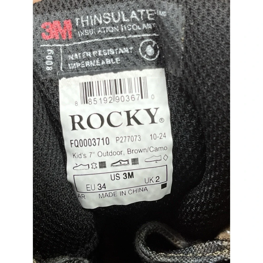 Rocky Kids Hunting Waterproof Camo Boots Size 3 NEW‎